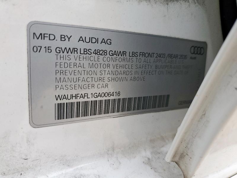 2016 AUDI A4 PREMIUM - WAUHFAFL1GA006416