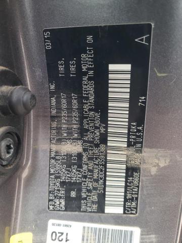 2015 TOYOTA SIENNA XLE - 5TDYK3DC2FS591389