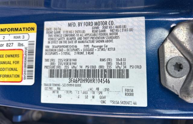 2017 FORD FUSION SE - 3FA6P0H90HR104546