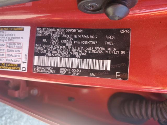 2016 TOYOTA 4RUNNER SR - JTEBU5JR3G5324947