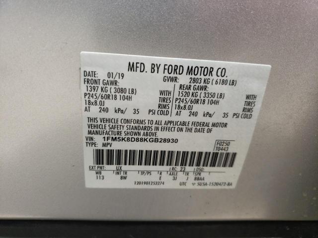 2019 FORD EXPLORER X - 1FM5K8D88KGB28930