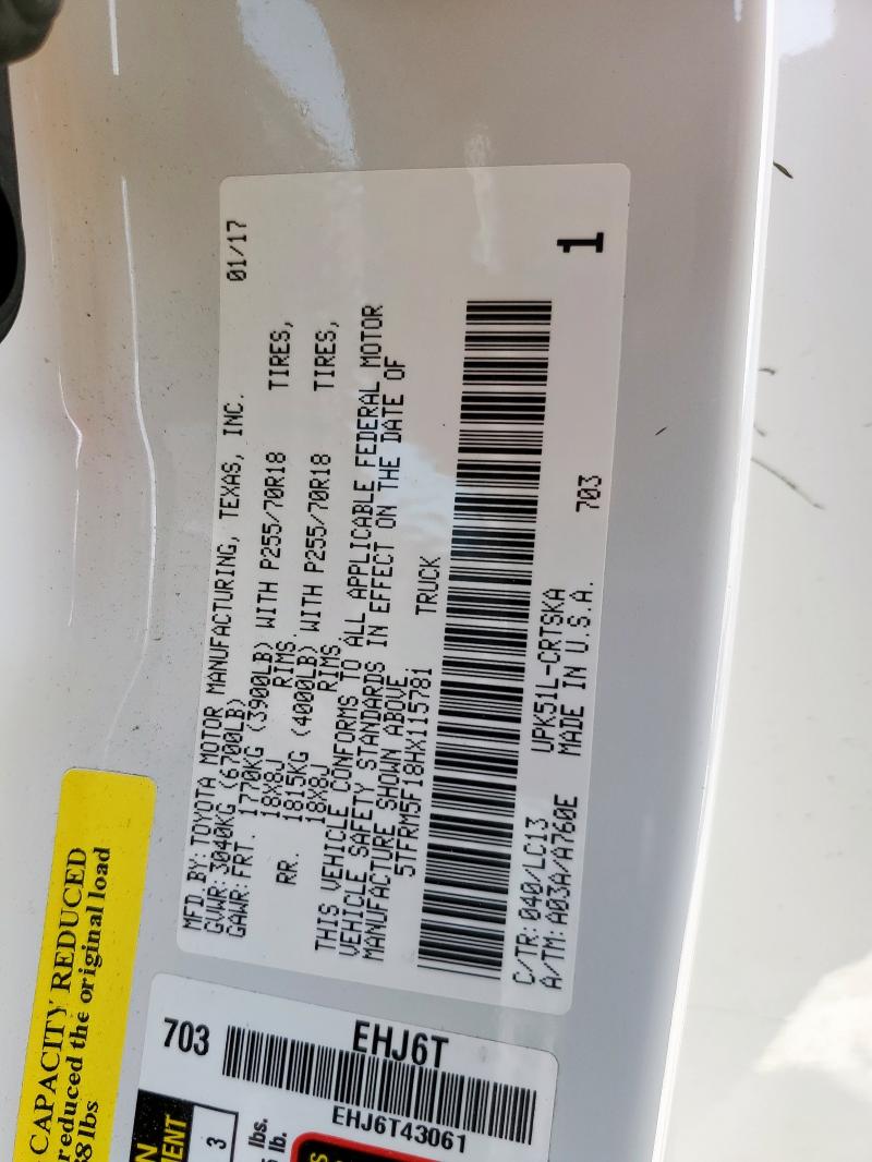2017 TOYOTA TUNDRA DOU 5TFRM5F18HX115781