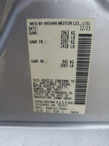2022 NISSAN ALTIMA SV - 1N4BL4DV3NN315596