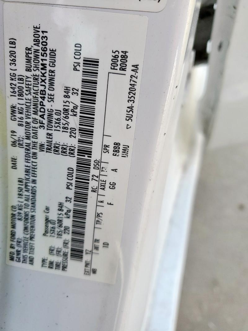 2019 FORD FIESTA SE 3FADP4BJXKM156031