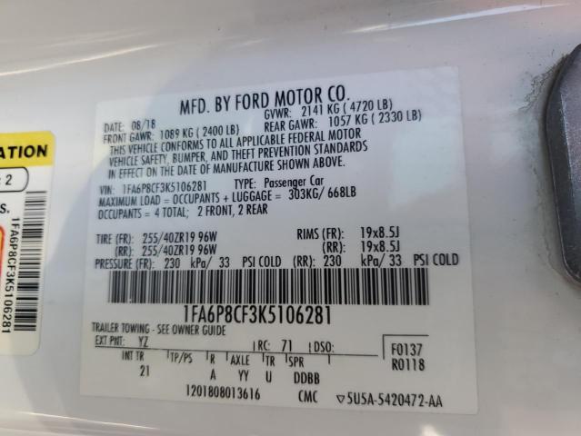2019 FORD MUSTANG GT 1FA6P8CF3K5106281