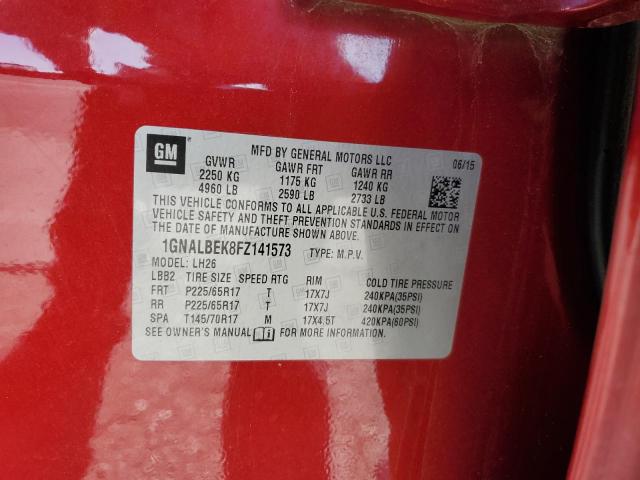 2015 CHEVROLET EQUINOX LT - 1GNALBEK8FZ141573