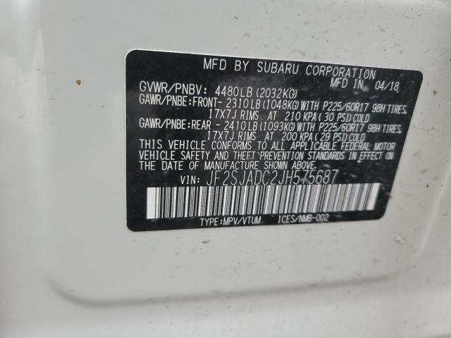 2018 SUBARU FORESTER 2.5I PREMIUM JF2SJADC2JH575687