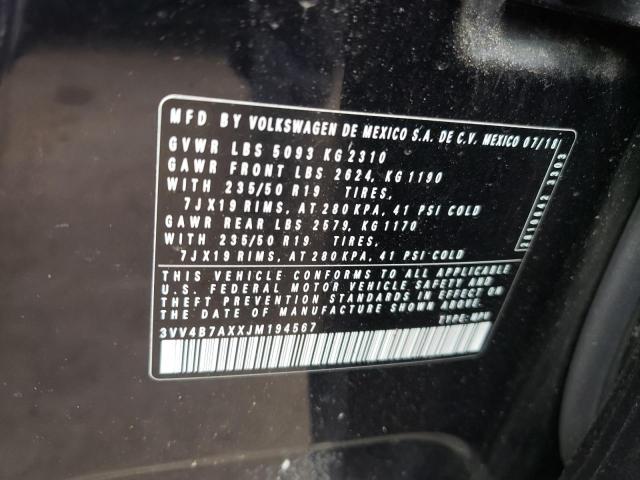 2018 VOLKSWAGEN TIGUAN SEL 3VV4B7AXXJM194567