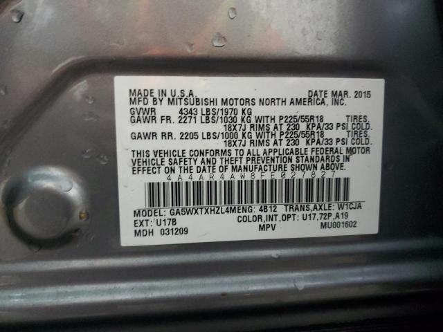 2015 MITSUBISHI OUTLANDER - 4A4AR4AW8FE027827
