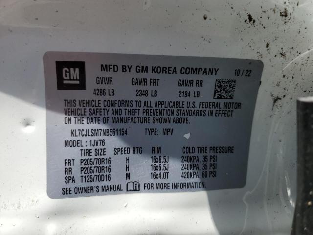 2022 CHEVROLET TRAX 1LT - KL7CJLSM7NB561154