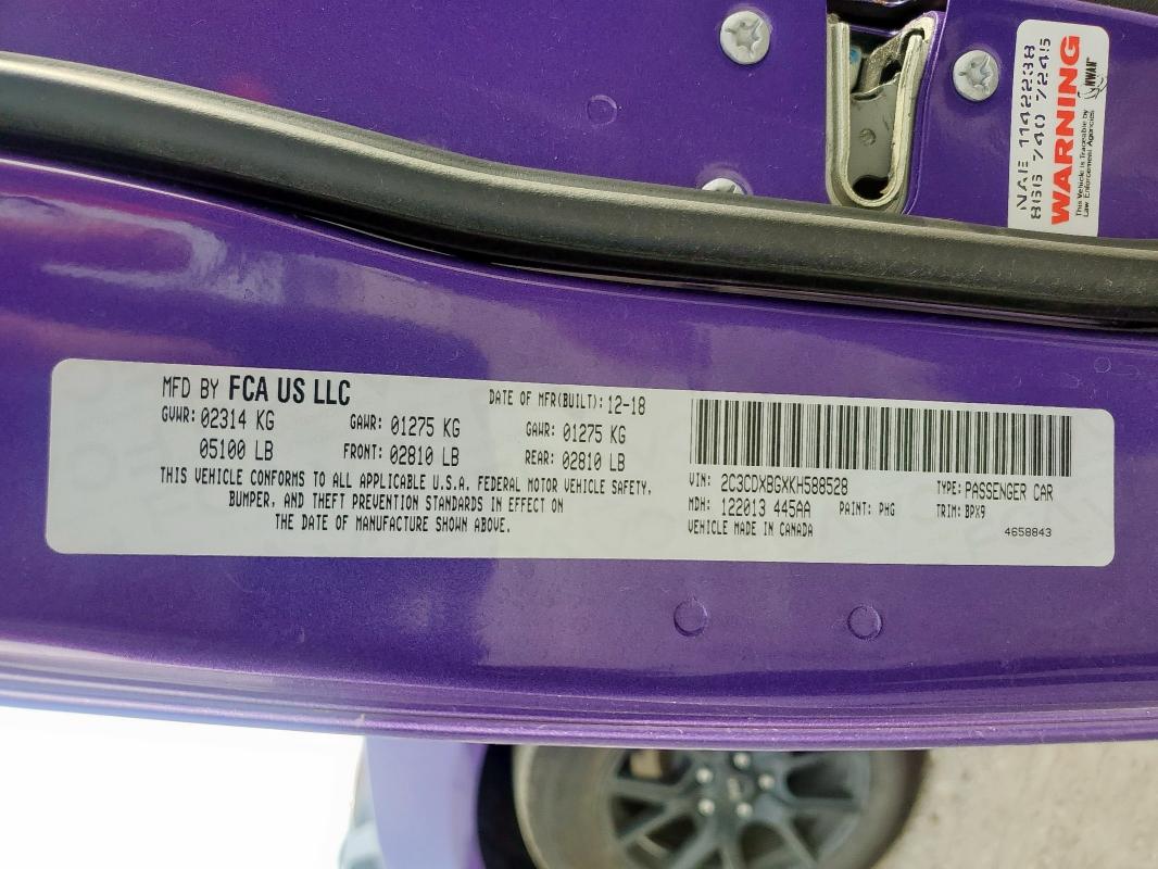 2019 DODGE CHARGER SX - 2C3CDXBGXKH588528