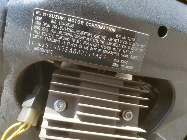 2008 SUZUKI GSX-R600 - JS1GN7EA882111447