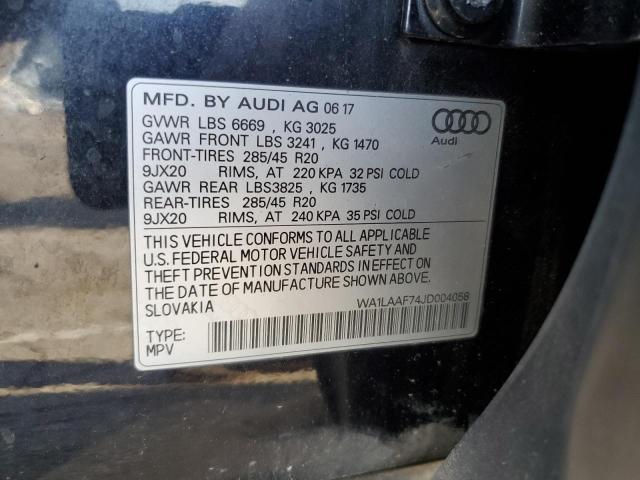 2018 AUDI Q7 PREMIUM WA1LAAF74JD004058