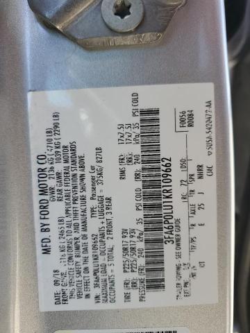 2019 FORD FUSION SE 3FA6P0LU1KR109662