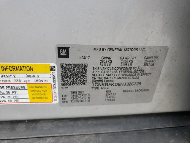2017 CHEVROLET TRAVERSE L 1GNKRFKD8HJ326725