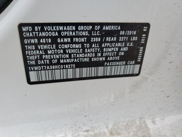 2017 VOLKSWAGEN PASSAT R-L - 1VWDT7A39HC018272