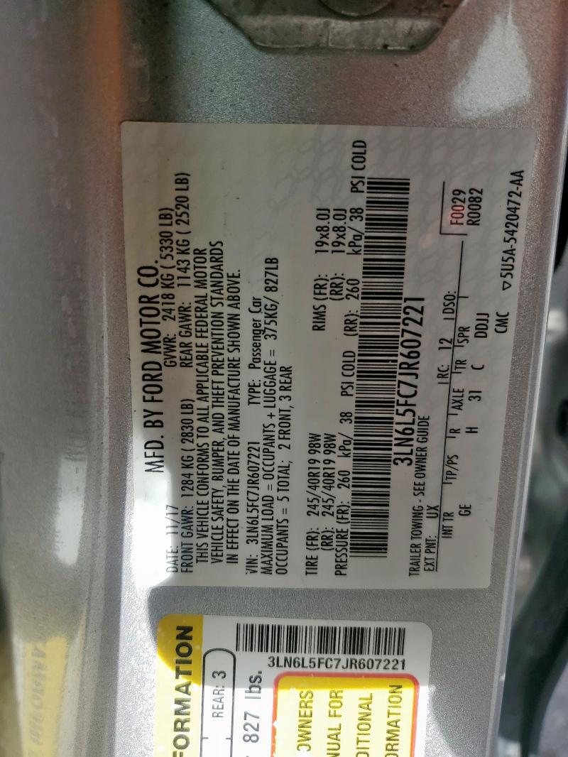 2018 LINCOLN MKZ RESERV - 3LN6L5FC7JR607221
