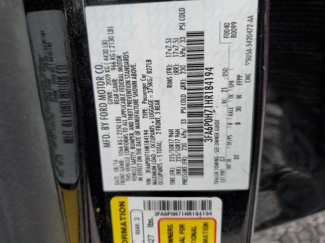 2017 FORD FUSION SE - 3FA6P0H71HR184194