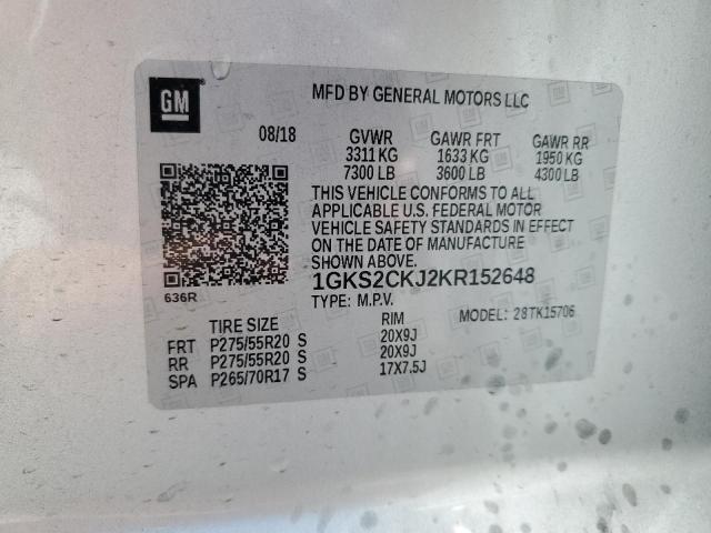 2019 GMC YUKON DENA 1GKS2CKJ2KR152648