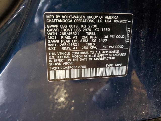 2023 VOLKSWAGEN ATLAS SEL 1V2FR2CA8PC512760