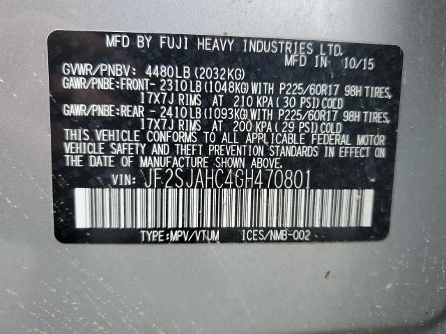 2016 SUBARU FORESTER 2 - JF2SJAHC4GH470801