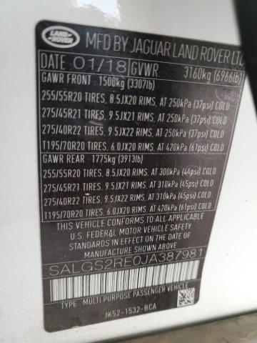 2018 LAND ROVER RANGE ROVE - SALGS2RE0JA387981
