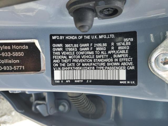 2019 HONDA CIVIC SPOR - SHHFK7H95KU224318