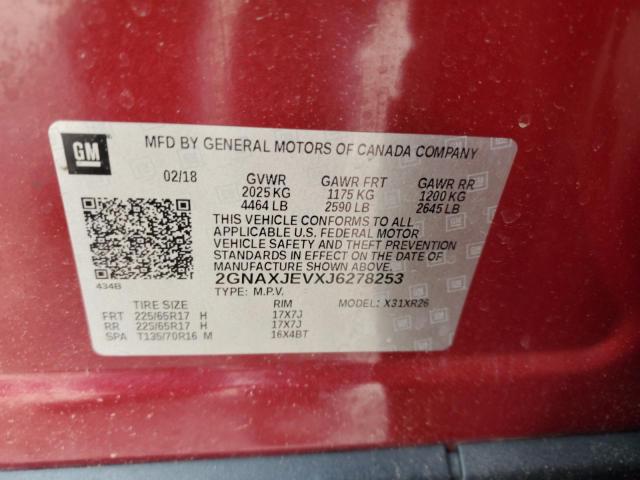 2018 CHEVROLET EQUINOX LT - 2GNAXJEVXJ6278253