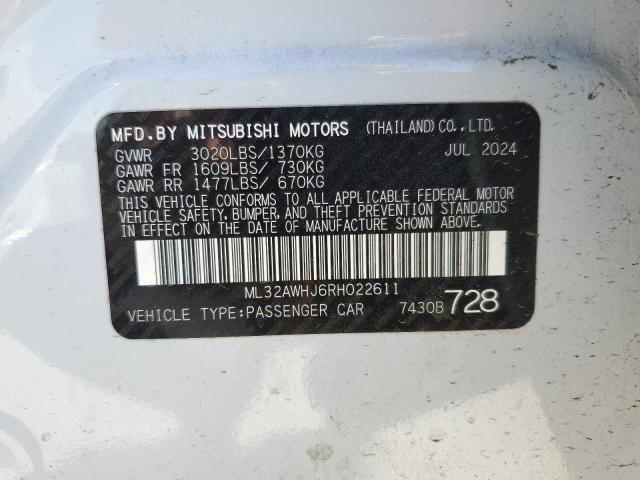 2024 MITSUBISHI MIRAGE SE ML32AWHJ6RH022611