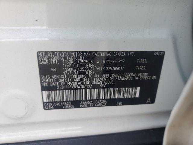 2021 TOYOTA RAV4 LE - 2T3H1RFV8MW107192