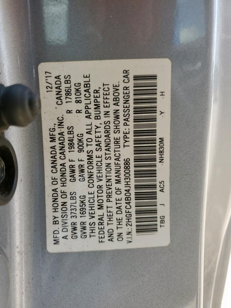 2018 HONDA CIVIC LX - 2HGFC4B04JH300886