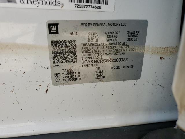 2019 CADILLAC XT5 LUXURY 1GYKNCRS6KZ103383