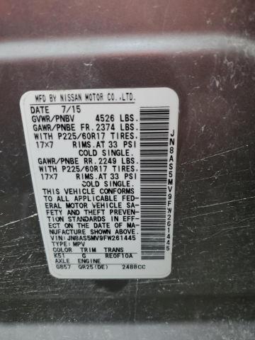 2015 NISSAN ROGUE SELE JN8AS5MV9FW261445