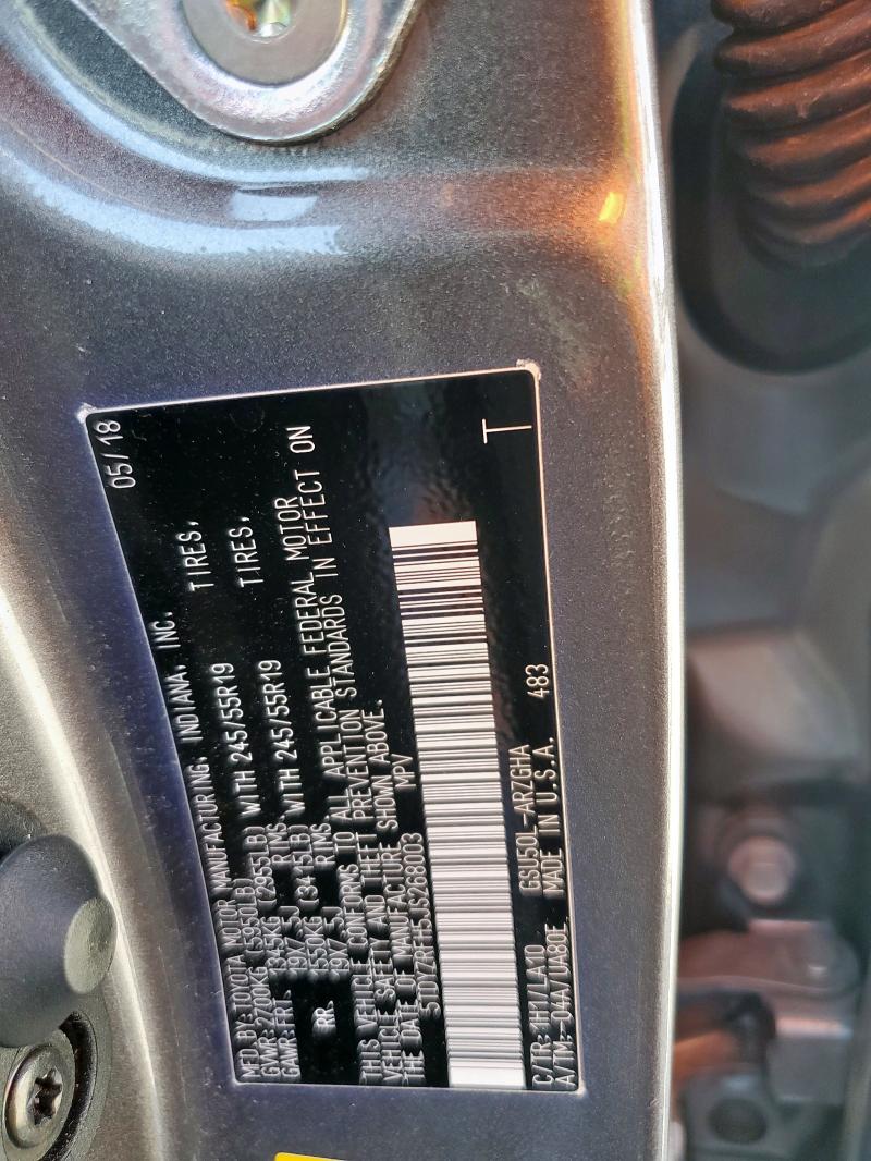 2018 TOYOTA HIGHLANDER - 5TDYZRFH5JS268003