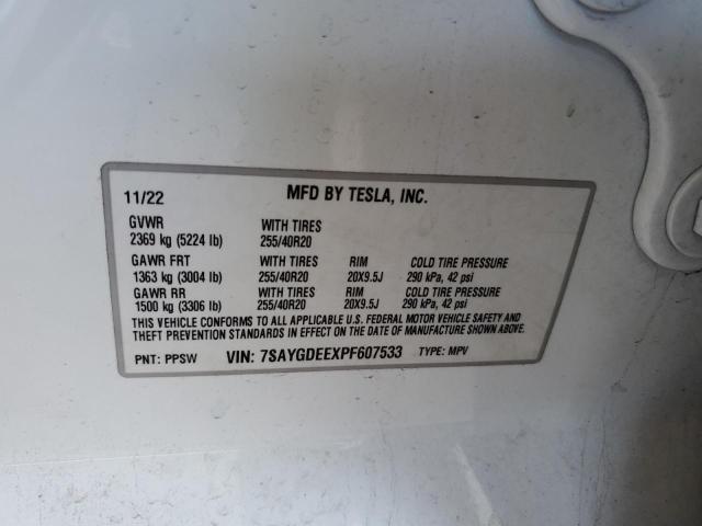 2023 TESLA MODEL Y 7SAYGDEEXPF607533