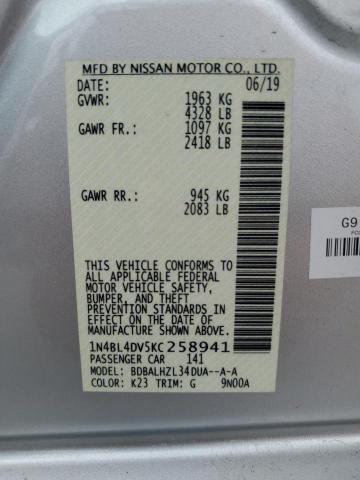 2019 NISSAN ALTIMA SV - 1N4BL4DV5KC258941
