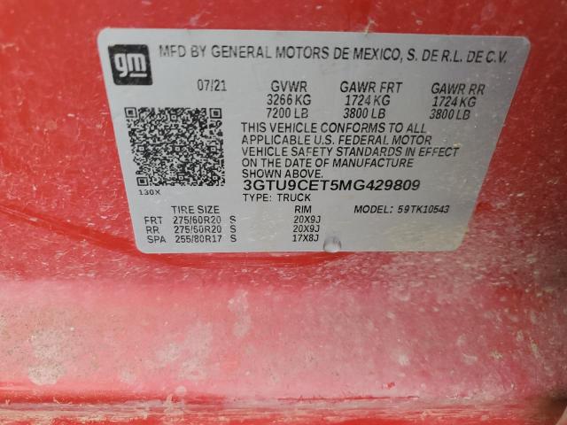 2021 GMC SIERRA K15 - 3GTU9CET5MG429809