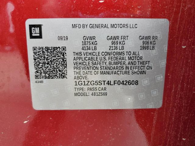 2020 CHEVROLET MALIBU RS 1G1ZG5ST4LF042608