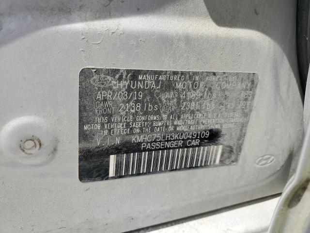 2019 HYUNDAI IONIQ - KMHC75LH3KU049109