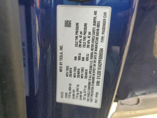 2023 TESLA MODEL 3 - 5YJ3E1EA2PF606594