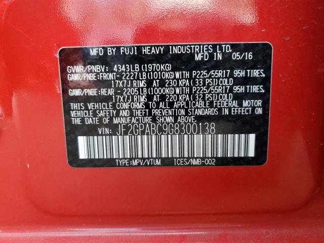 2016 SUBARU CROSSTREK JF2GPABC9G8300138