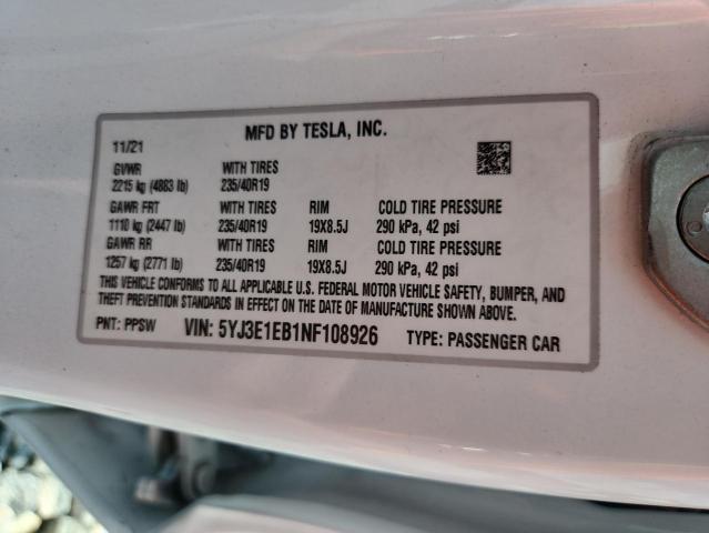 2022 TESLA MODEL 3 - 5YJ3E1EB1NF108926