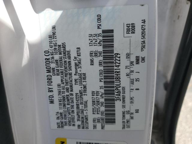 2017 FORD FUSION SE - 3FA6P0LU8HR142229