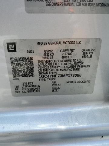 2021 CHEVROLET SILVERADO 1GC4YNE73MF173088