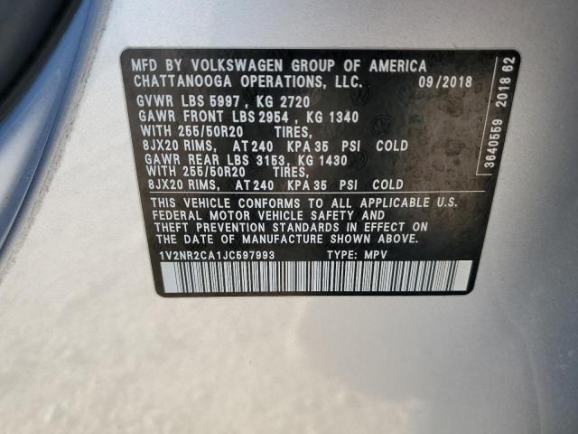 2018 VOLKSWAGEN ATLAS SEL 1V2NR2CA1JC597993
