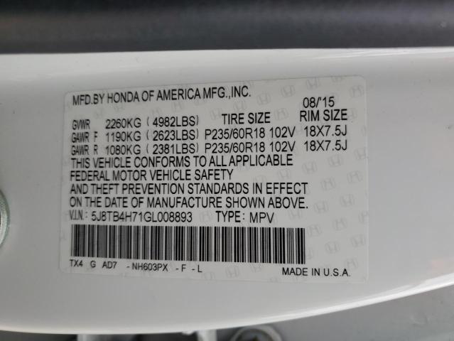 2016 ACURA RDX ADVANC - 5J8TB4H71GL008893