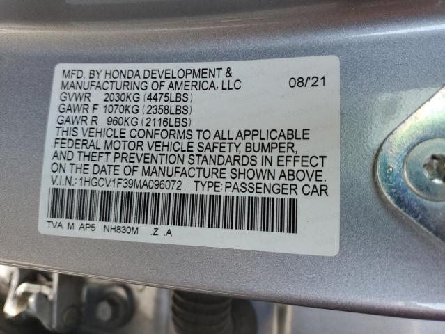 2021 HONDA ACCORD SPO - 1HGCV1F39MA096072