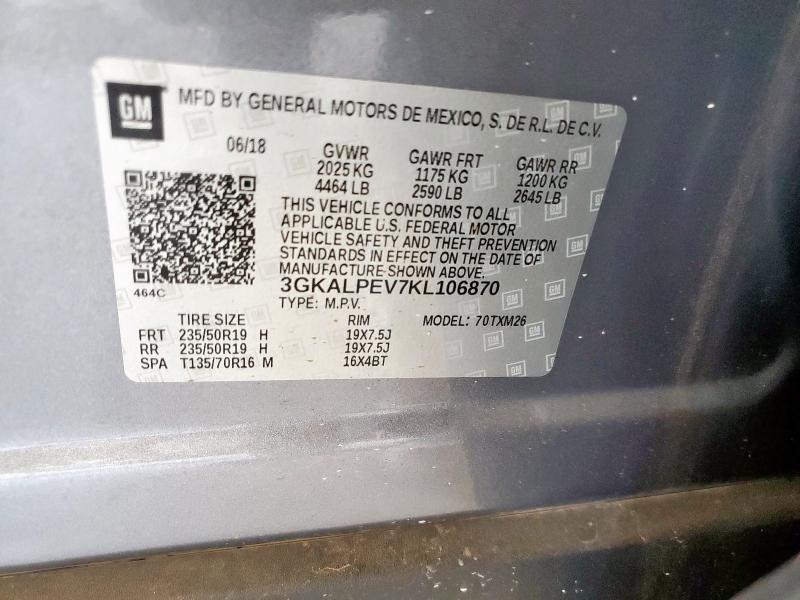 2019 GMC TERRAIN SL 3GKALPEV7KL106870