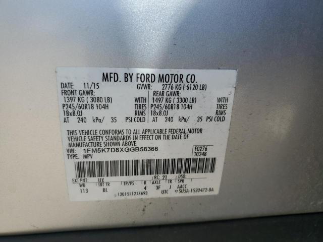 2016 FORD EXPLORER X 1FM5K7D8XGGB58366