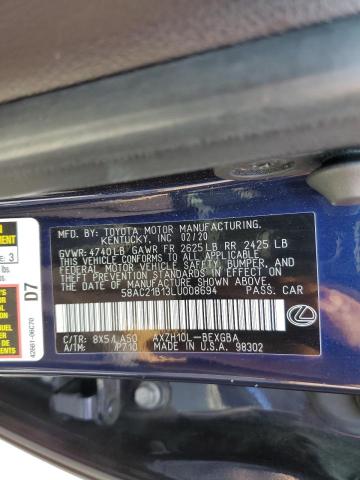 2020 LEXUS ES 300H BA 58AC21B13LU008694